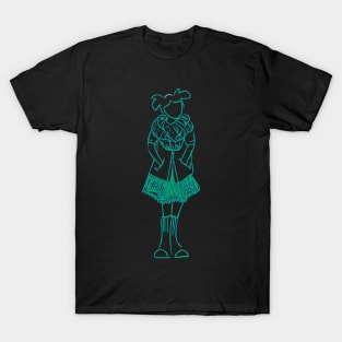 Turquoise Bundled Kawaii Girl T-Shirt